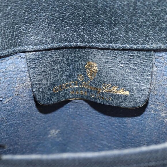 GUCCI GG Supreme Sherry Line Shoulder Bag PVC Navy Gold - Picture 12 of 16